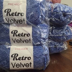 Premier Retro Velvet Yarn in Cobalt Blue